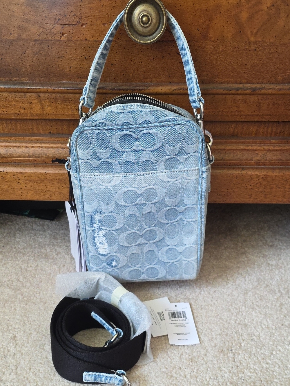 Coach Light Blue Denim Signature Crossbody Bag